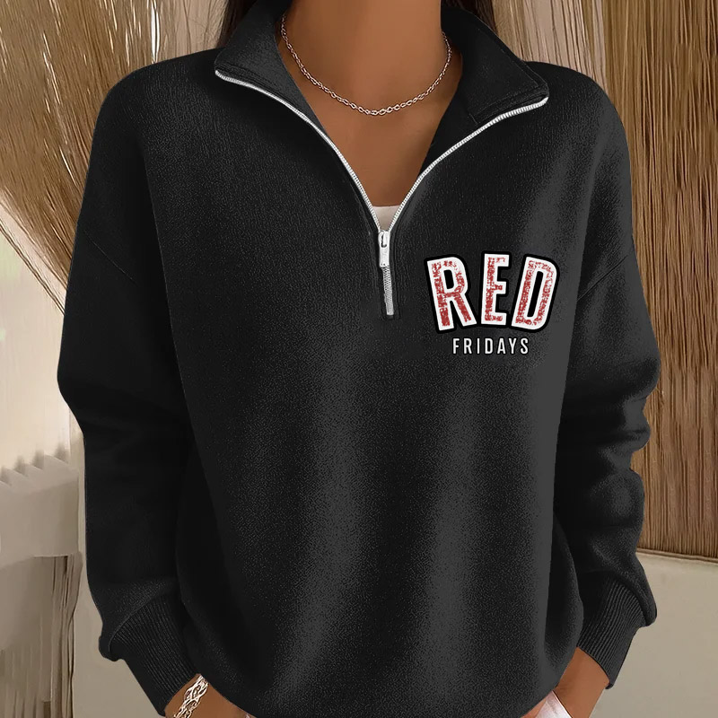 Women's Red Friday Printed Casual Sweatshirt