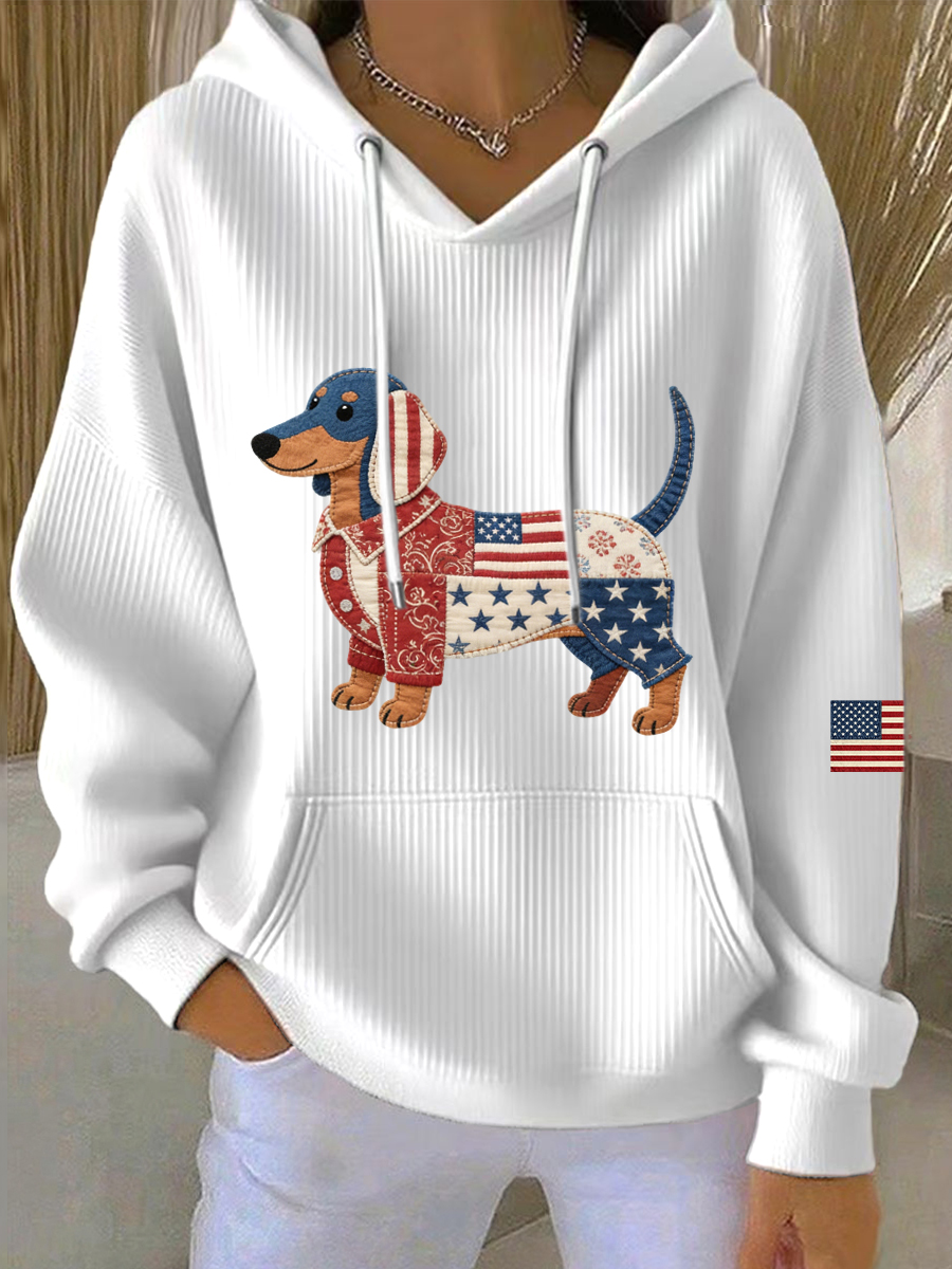 Women's Lovely Dachshund Patchwork Pattern Hoodie