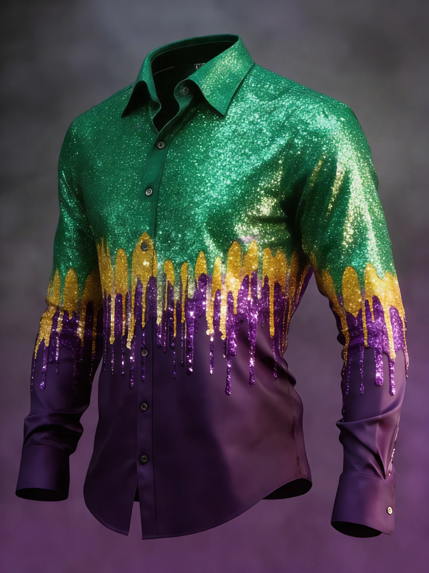 Men's Retro Mardi Gras Printed Casual Shirt