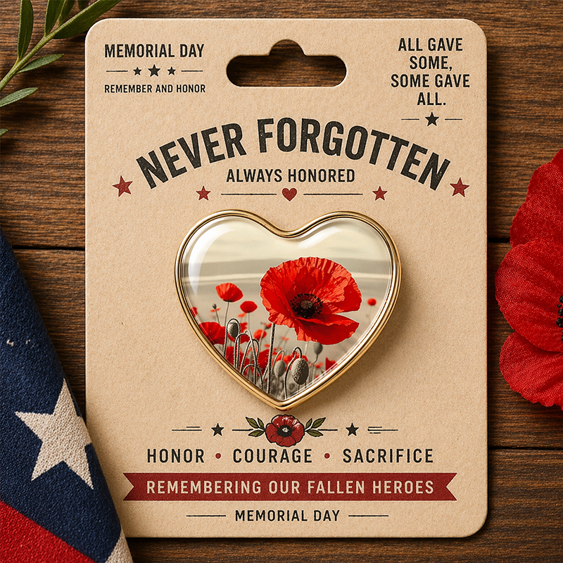Unisex 3D Poppy Badge for Fallen Soldiers' Memorial Day