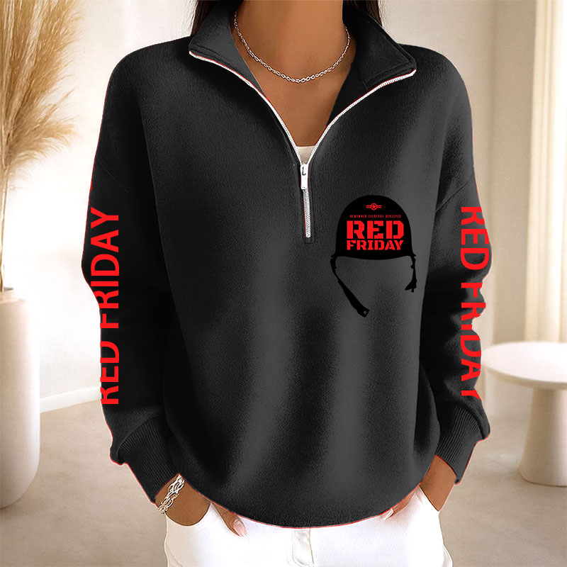 Women's Red Friday Print Casual Sweatshirt