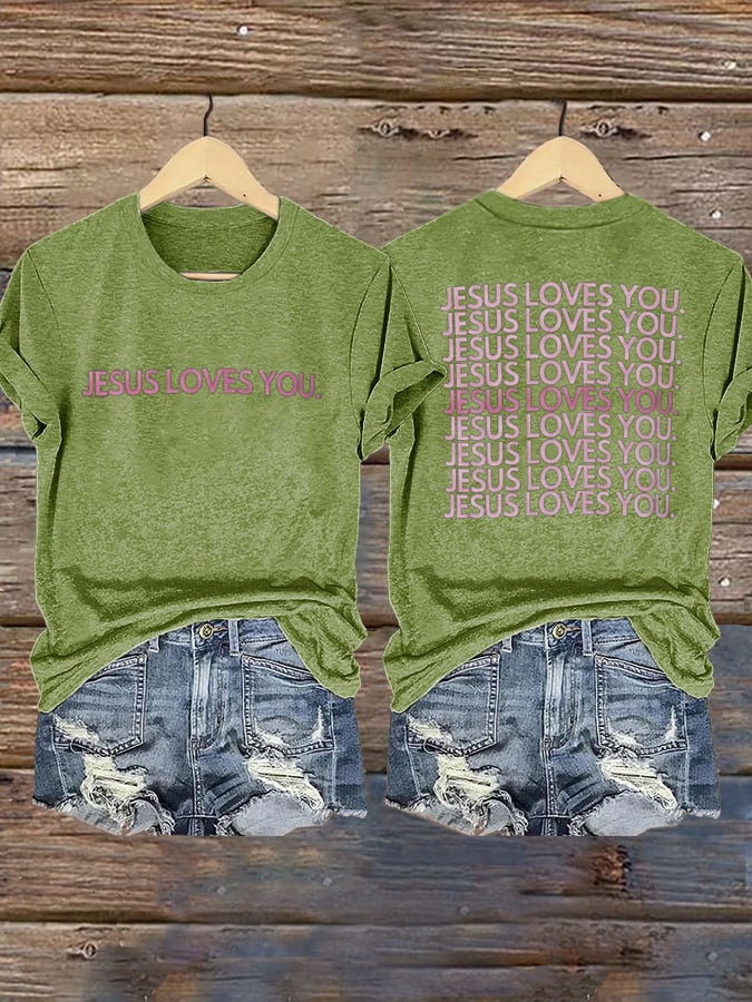 Women's JESUS LOVES YOU Print T-Shirt