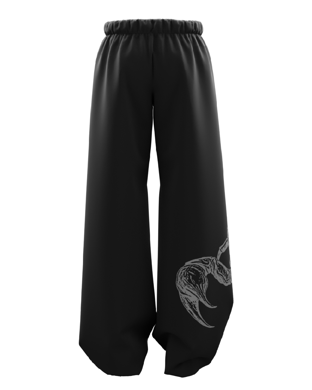 Skullpion Black Unisex Straight Fit Baggy Pants
