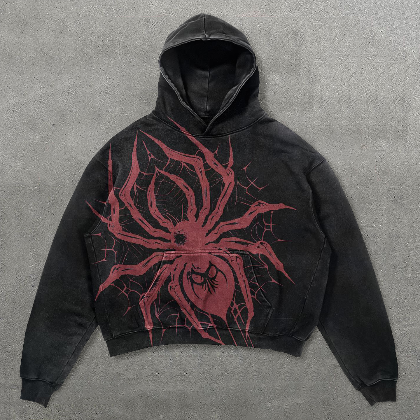 Personalized Loose Spider Print Long Sleeve Hoodies