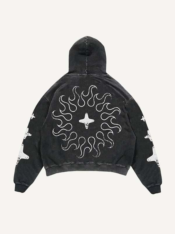 Angel&Letter&Graphic Print Slant Pockets Hoodie