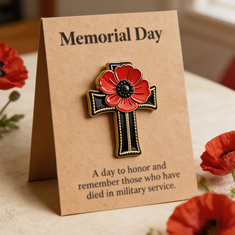 Unisex Memorial Day Poppy Exquisite Brooch