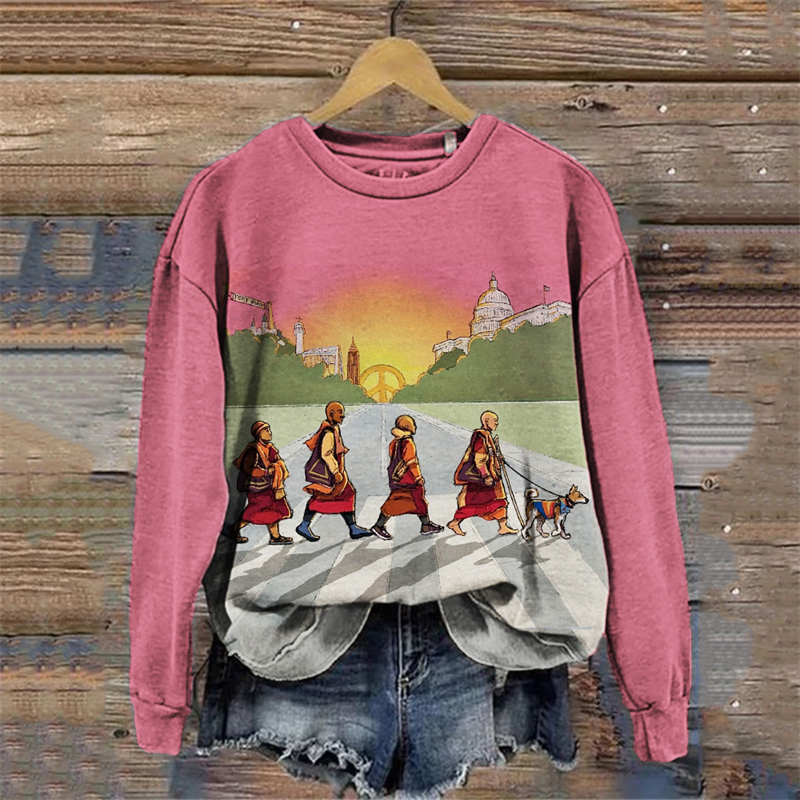 Walk For Peace Aloka Sunset Art Cozy Sweatshirt