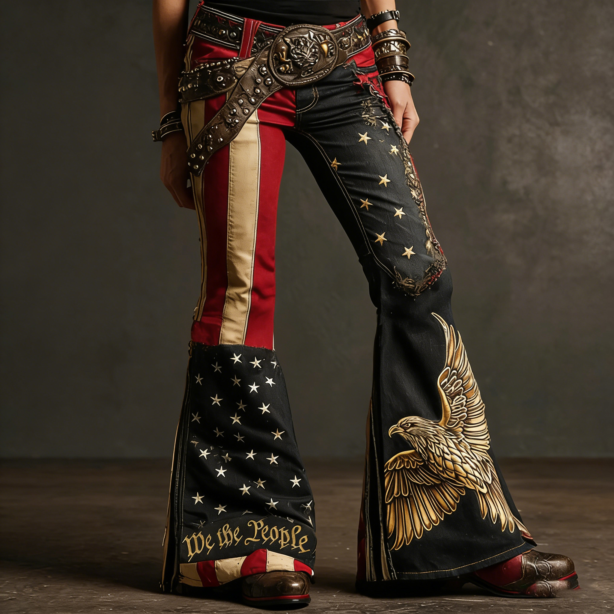 Women's American Flag  Inspired Print Jeans