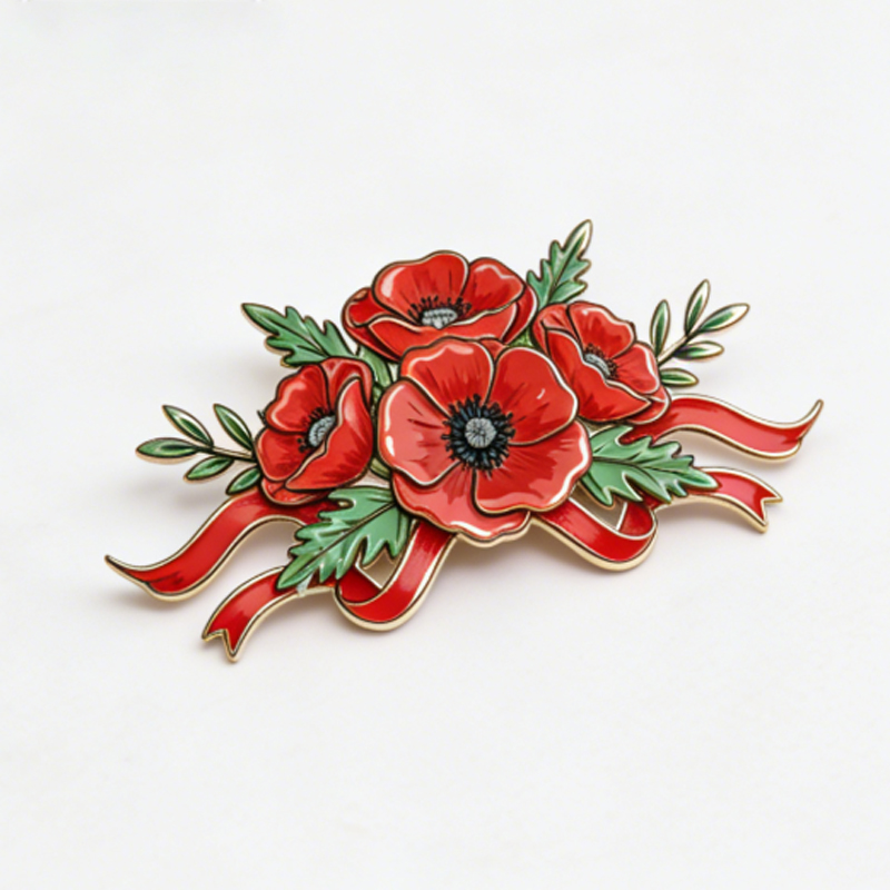 Unisex US Memorial Day Poppy Exquisite Brooch