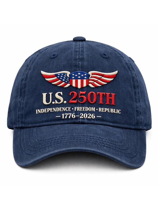 U.S. 250th Anniversary embroidered Patriotic Wings Hat, American 1776 2026 Independence Celebration Cap Gift