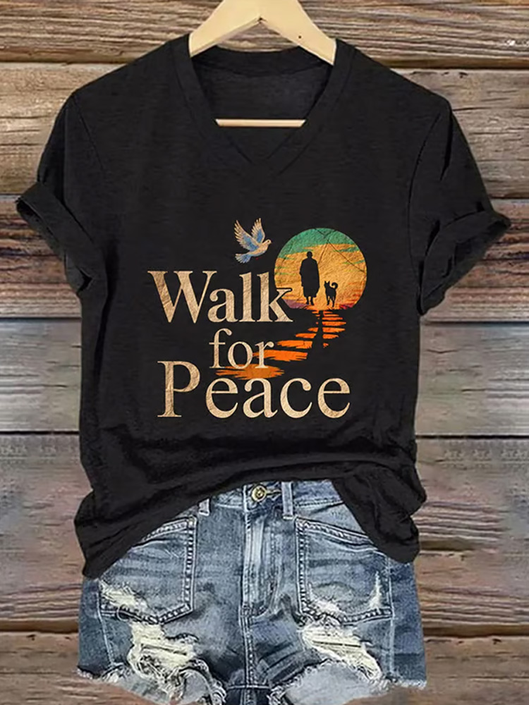 Men's Walk For Peace Pattern  T-shirt