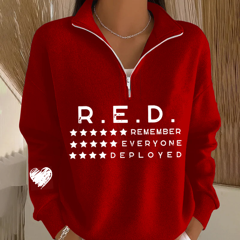 Women's Red Friday Printed Casual Sweatshirt