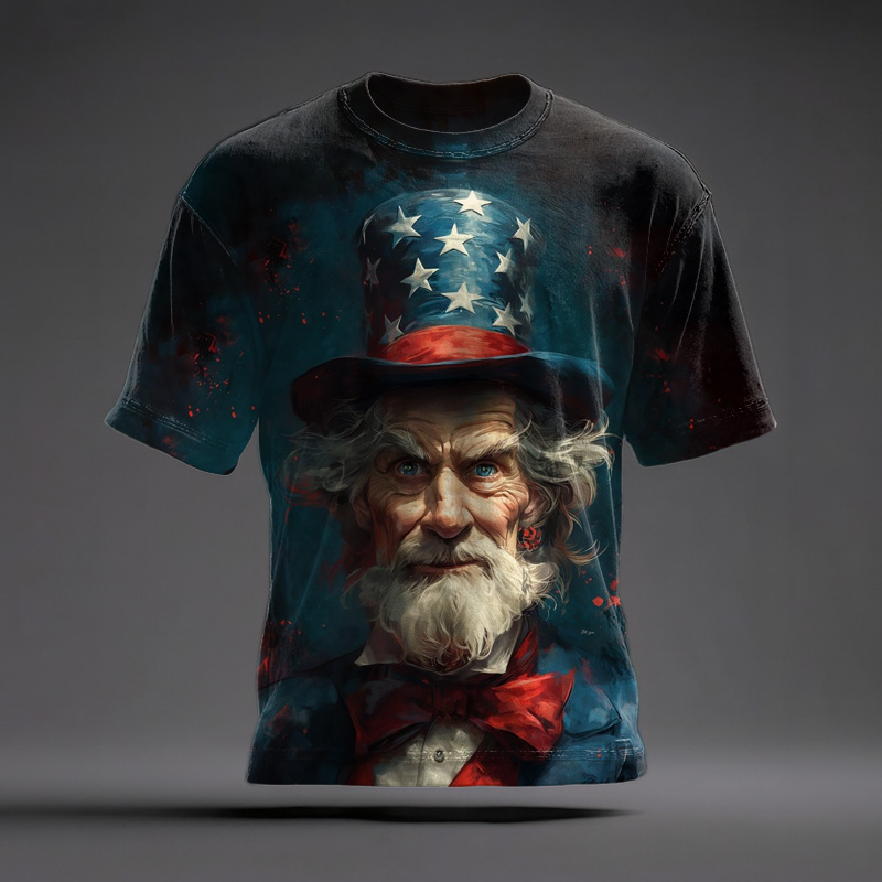 US 250th Anniversary Art Illustration Printed Casual T-Shirt