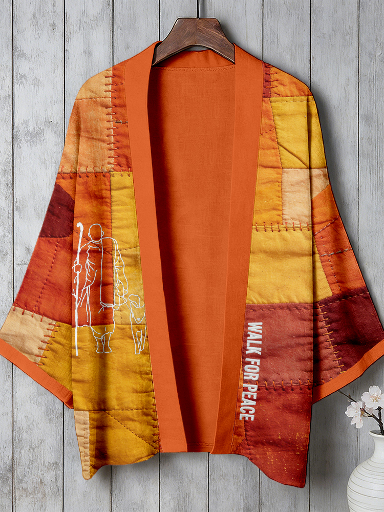 Japanese Art Retro Crane Pattern Cardigan