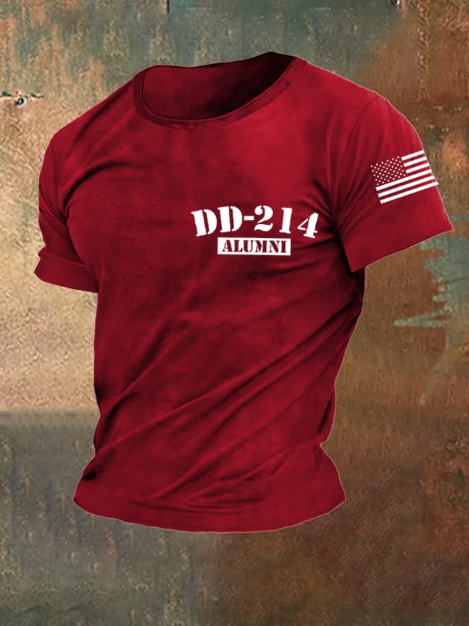 Men's retro DD-214 retired military pure cotton printed T-shirt