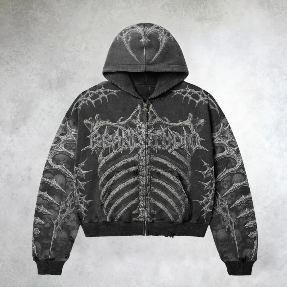 Brand Studio Skeleton Gothic  Zip Up Hoodie