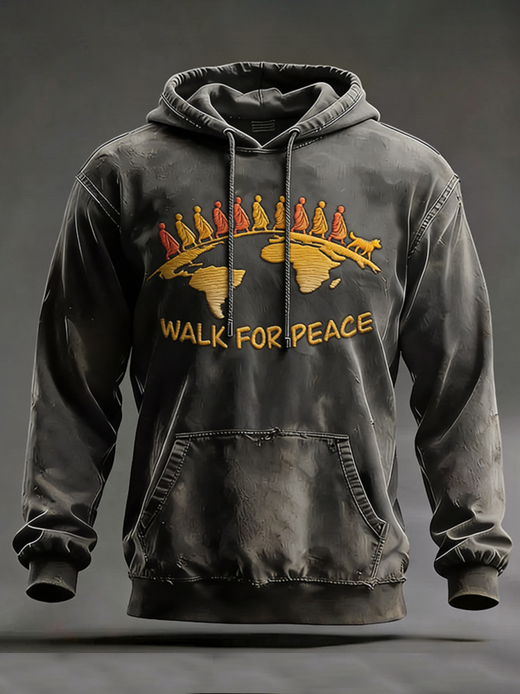 Men's Vintage Walk For Peace Art Comfy Hoodie