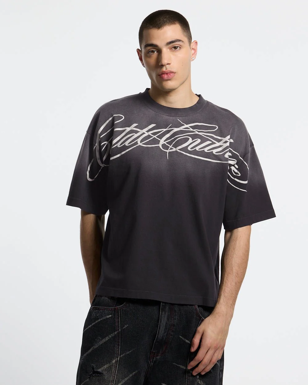 CROSSED SCRIPT TEE BLACK