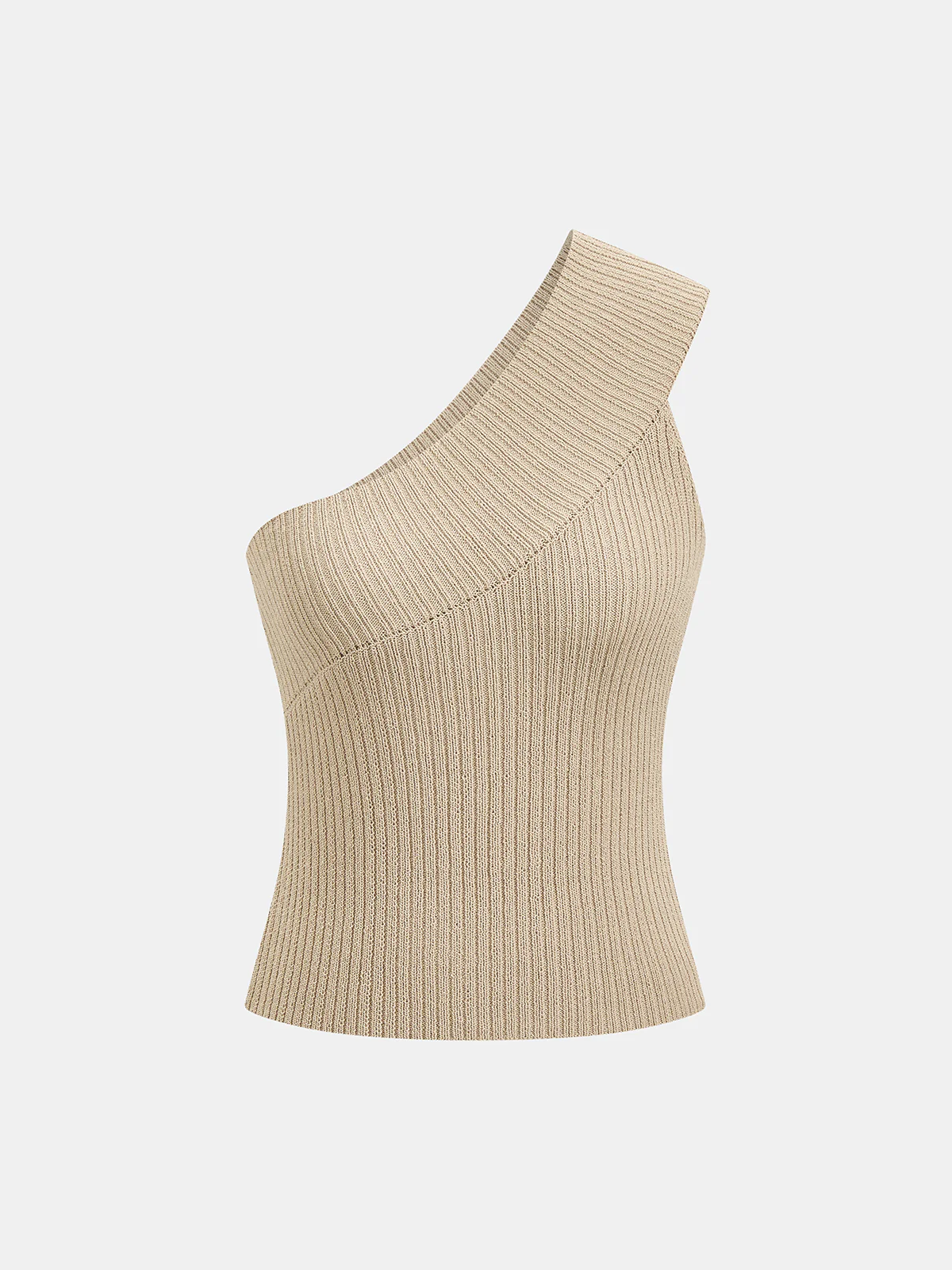 One Shoulder Ribbed Knit Tank Top