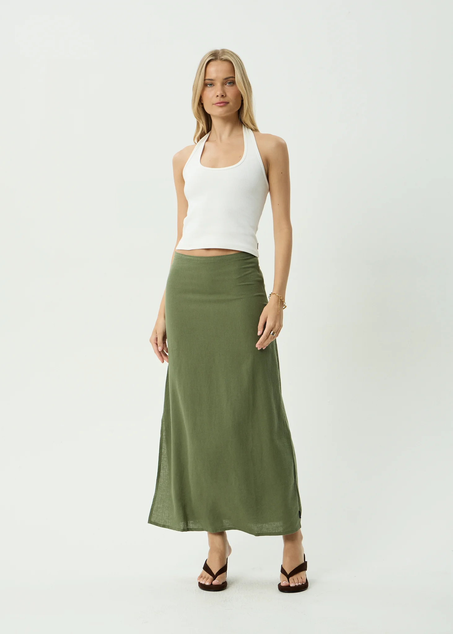 AFENDS Womens Lilo - Maxi Skirt - Deep Olive