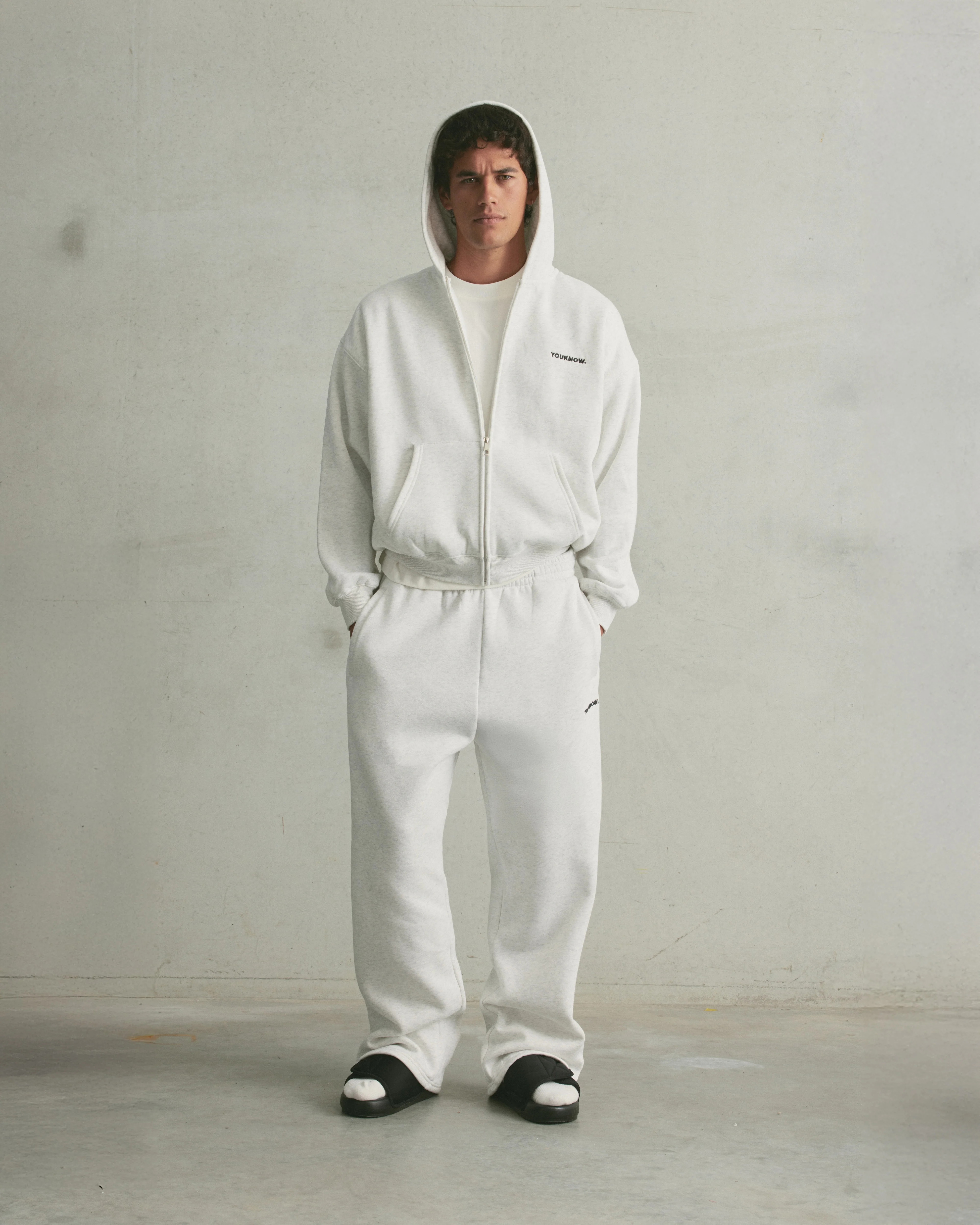 Core Zip Up Hoodie | White Marle