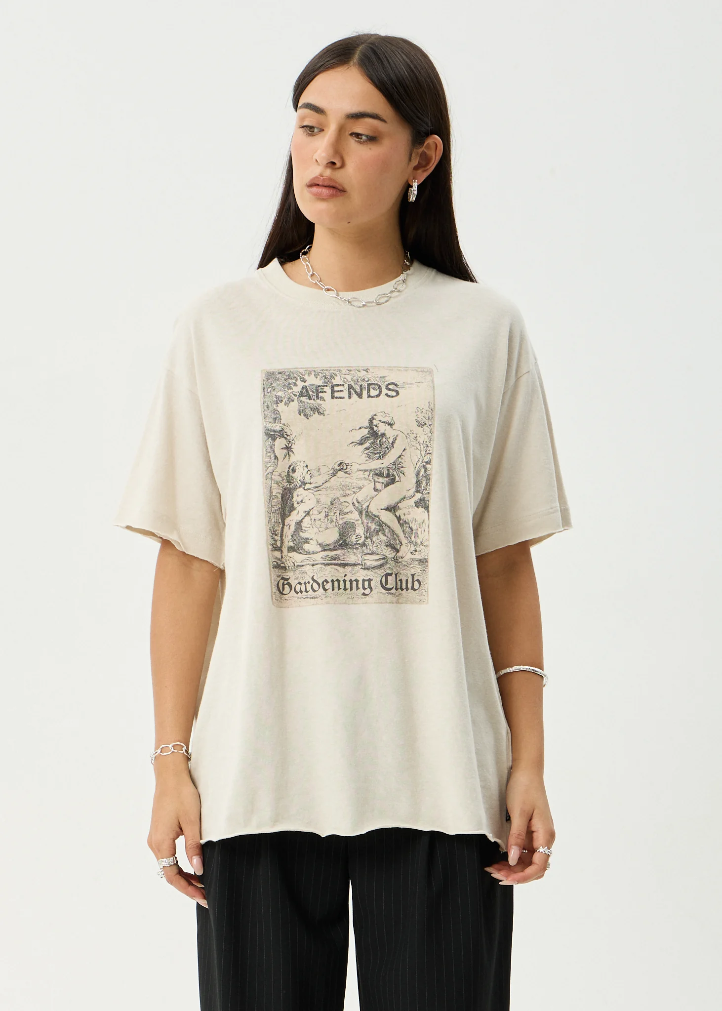 AFENDS Womens Temptation - Oversized Tee - Moonbeam