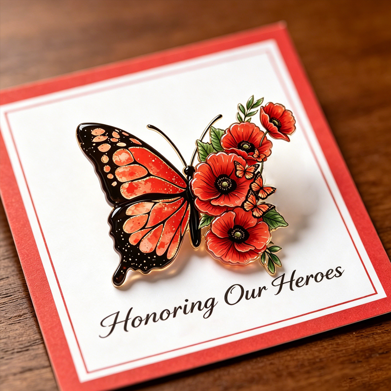 Unisex US Memorial Day Poppy Exquisite Brooch