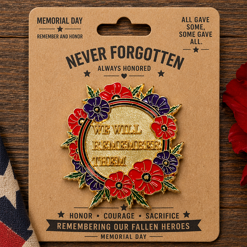 Unisex 3D Poppy Badge for Fallen Soldiers' Memorial Day