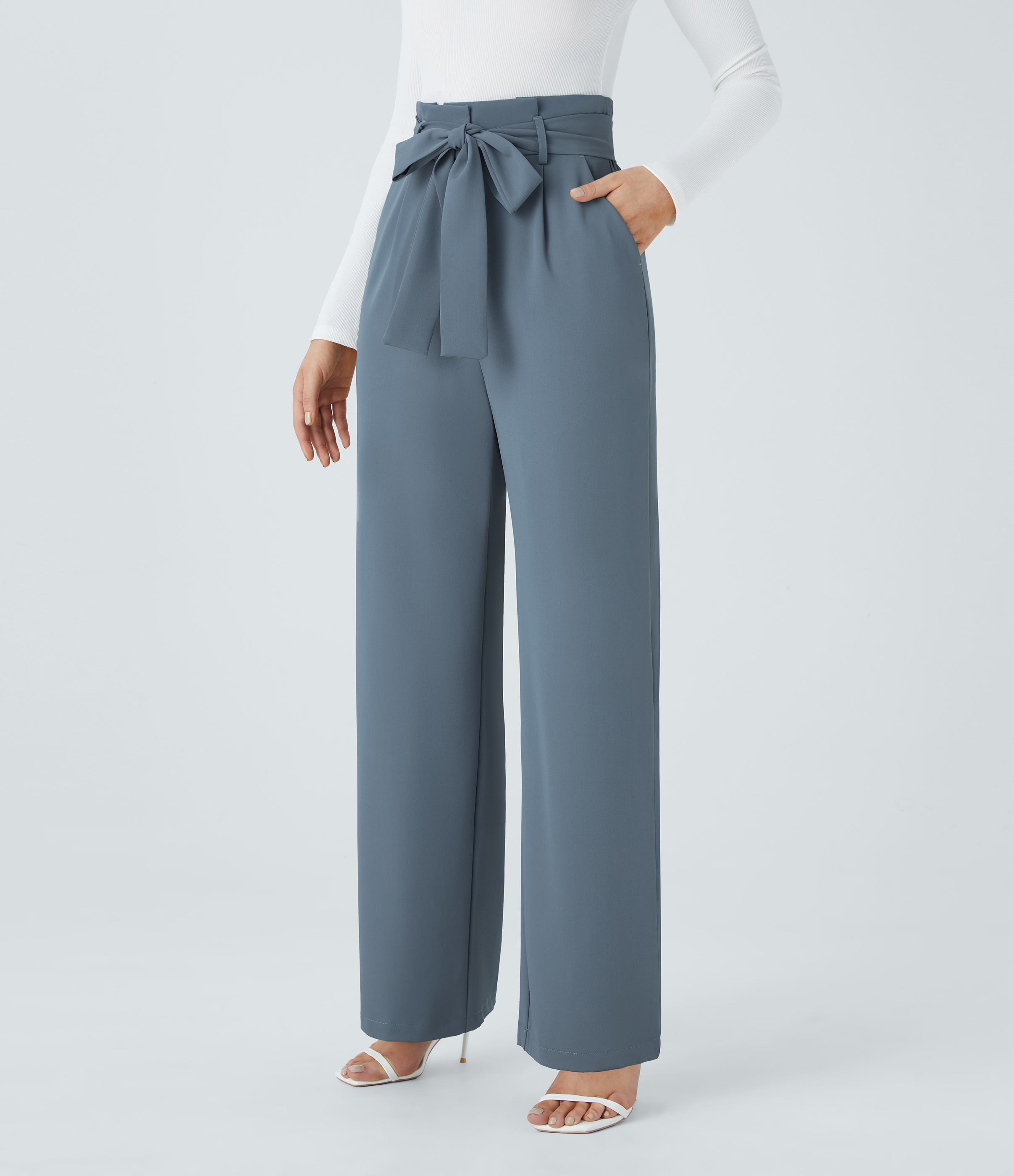 Halara Flex™ Paper Bag High Waisted Belted Pocket Wide Leg Work Pants