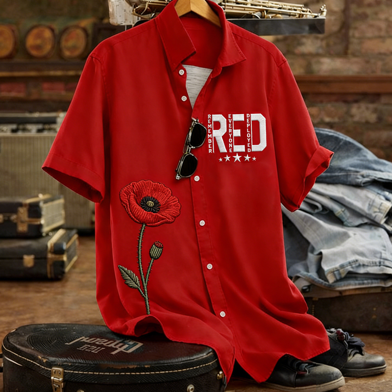 Men's Retro Red Friday Memorial Day Casual Shirt