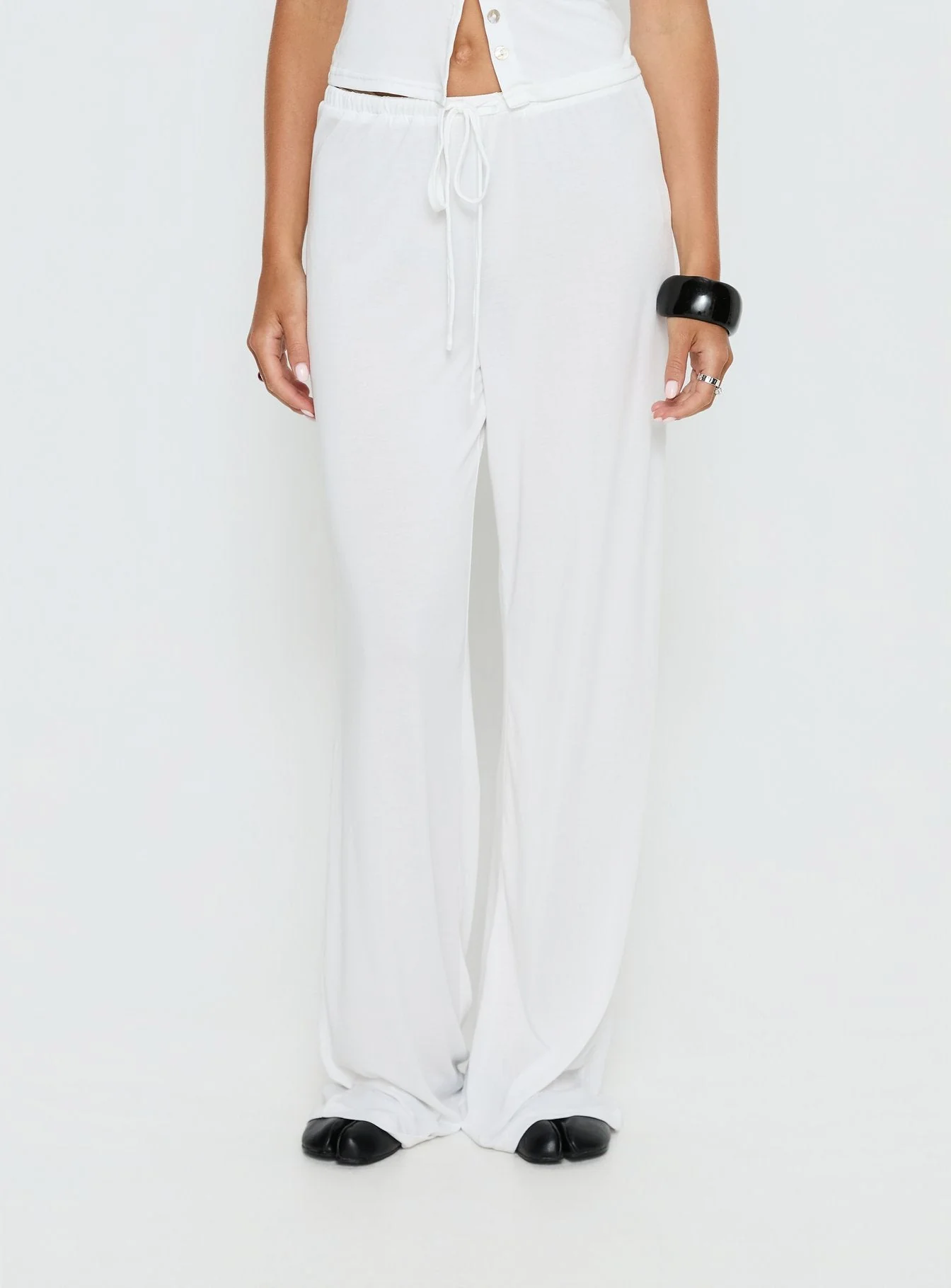 Gavrielle Jersey Wide Leg Pants White