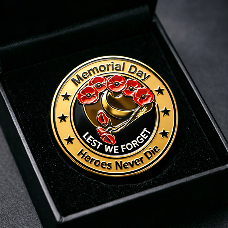 Unisex Memorial Day Poppy Flower Bouquet Pin