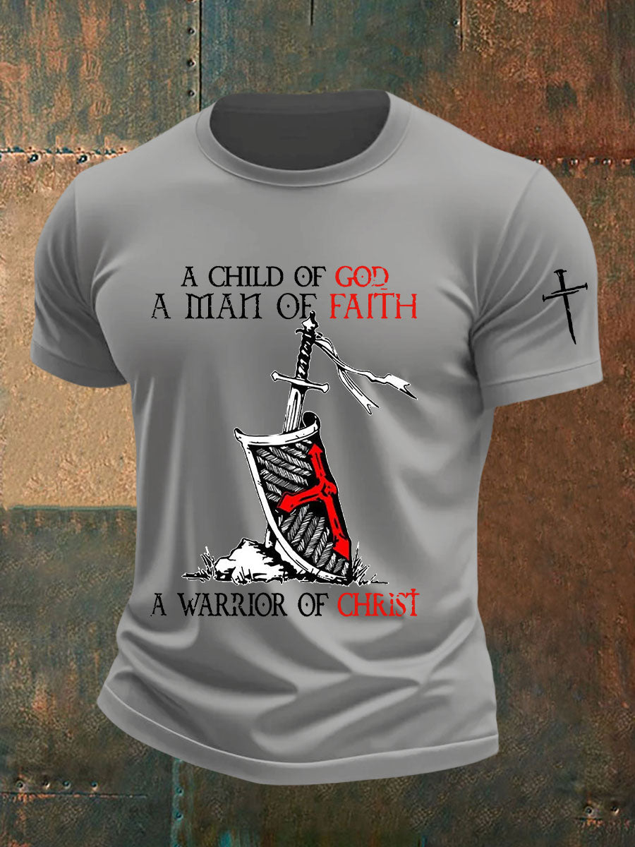 Men's A Man Of Faith Printed Casual T-shirt