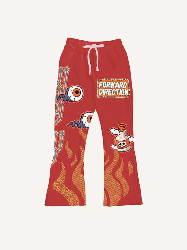 Skeleton&Eyeball&Poison&Graphic&Letter Faux Decal Print Elastic Waist Pants