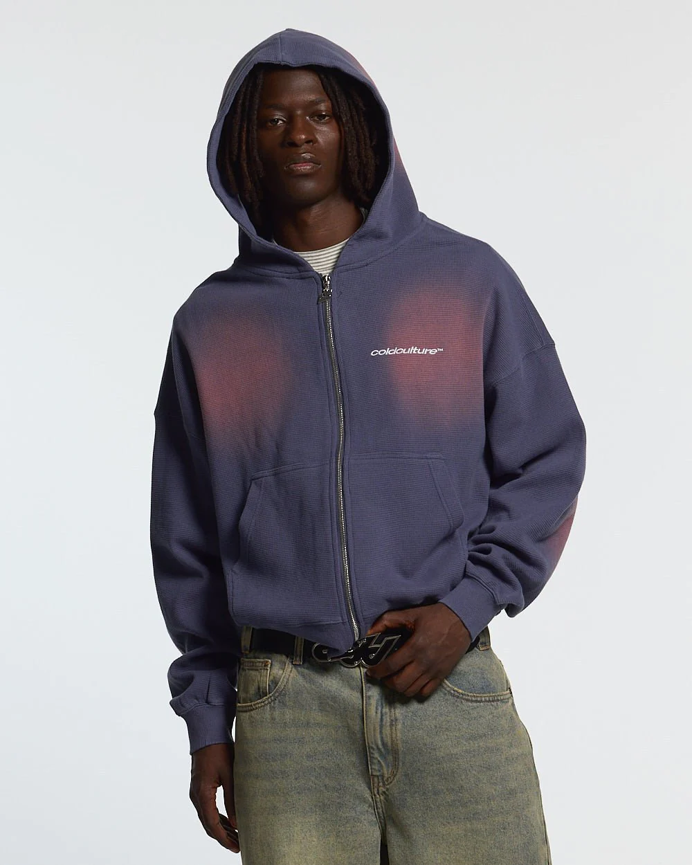 THERMAL ZIP HOODIE BLUE