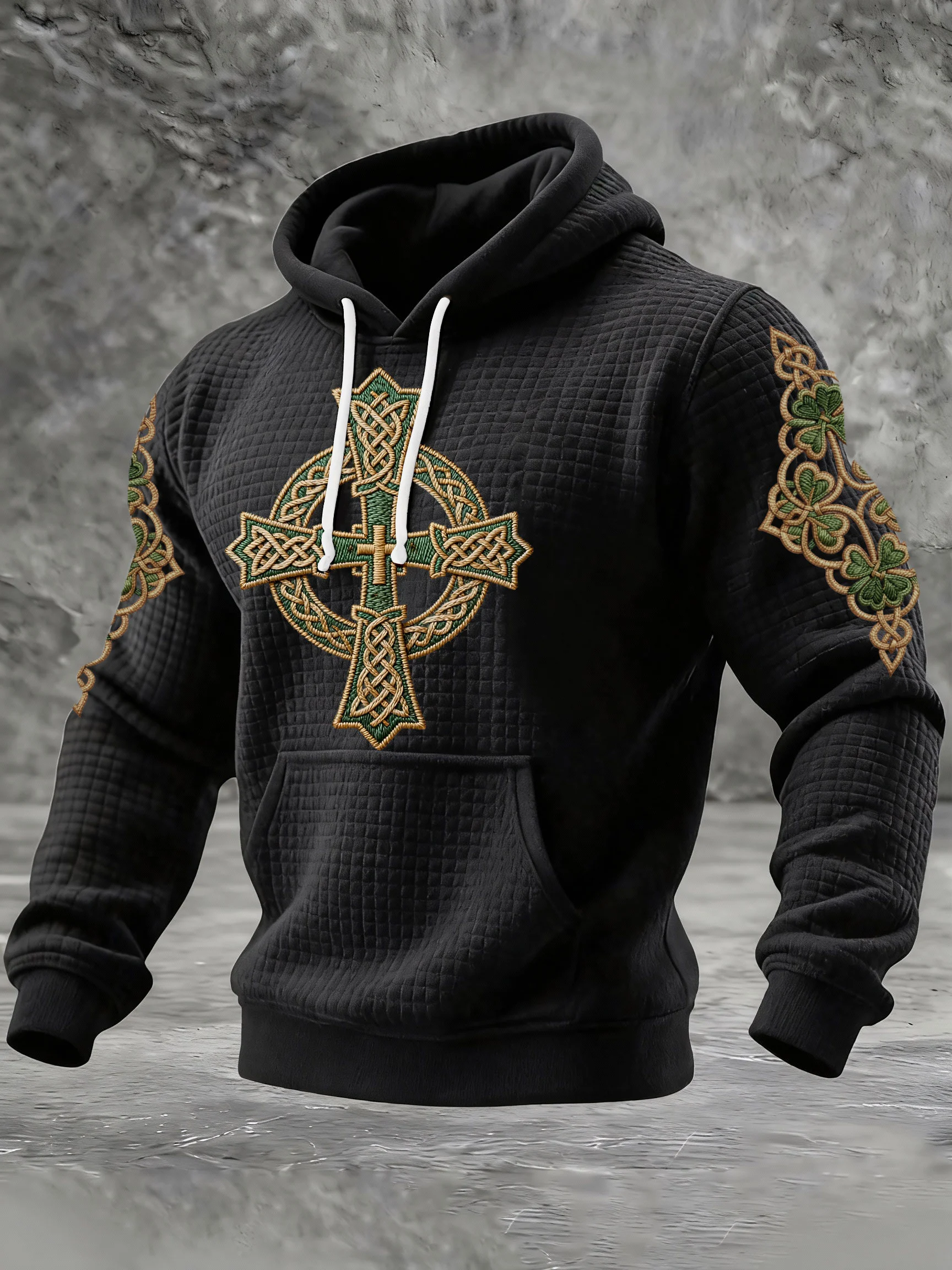 Men's St. Patrick's Day Printed Waffle Knit Hoodie-Fast Shipping