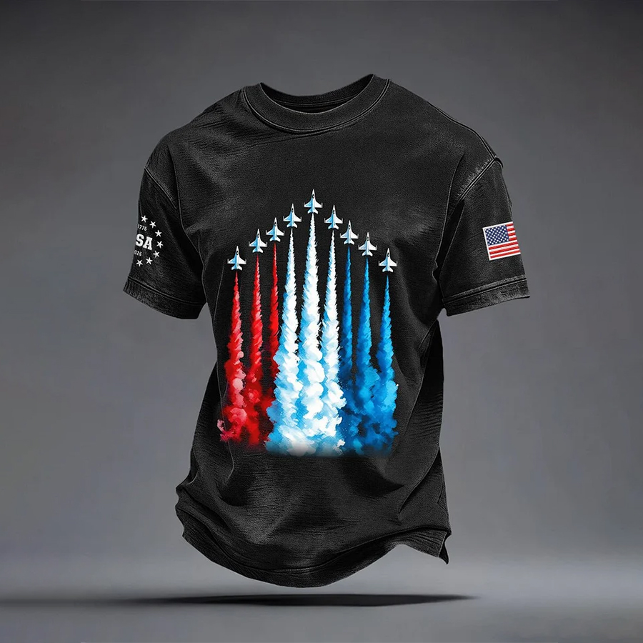 Men's America 250 – Red, White & Blue Sky Tribute Print Casual T-Shirt