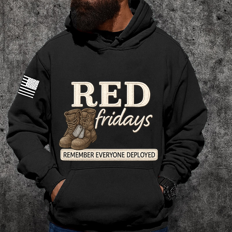 US Red Friday Printed Casual Men's Hooded Sweatshirt