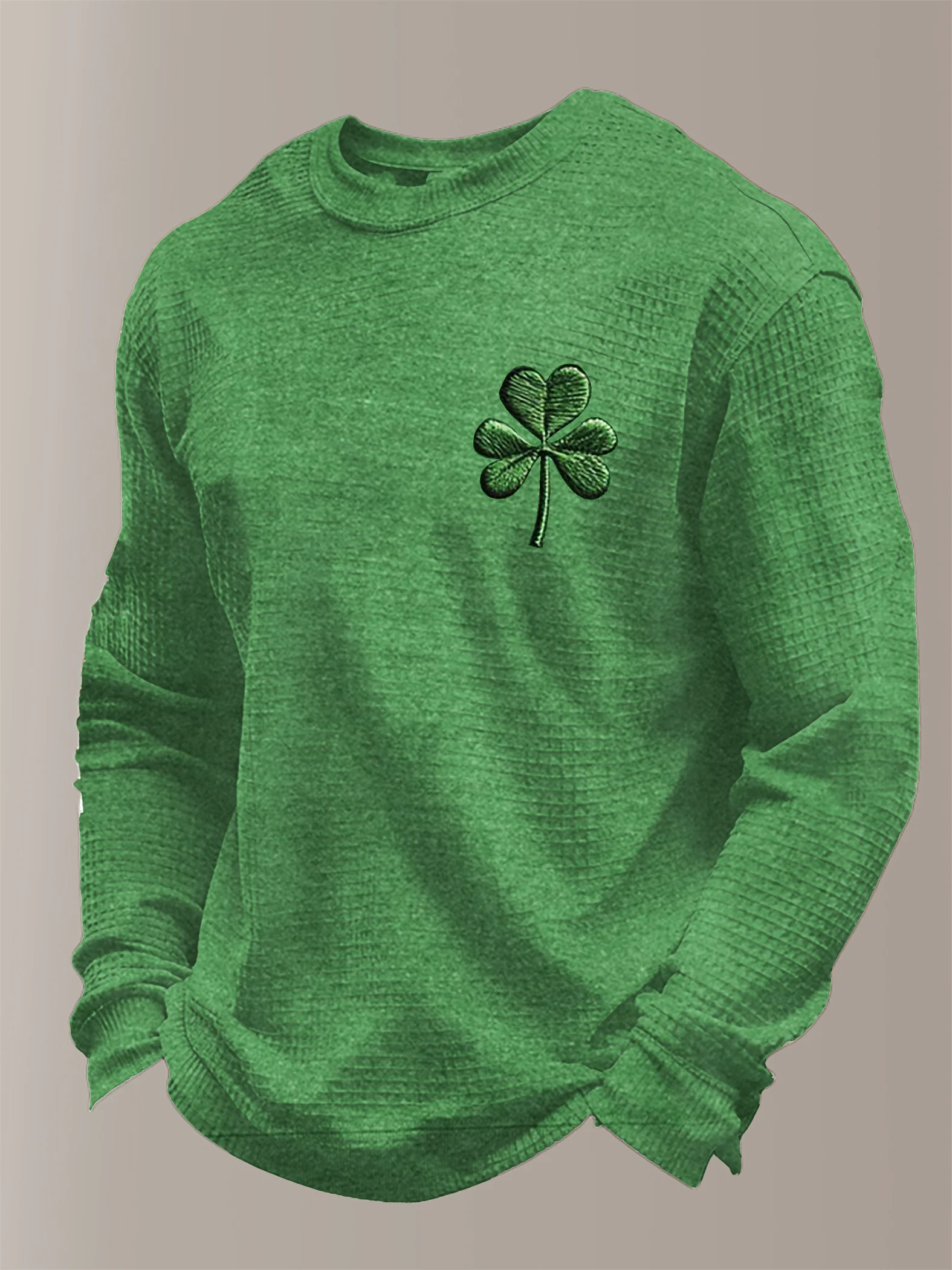 Men'S St Patrick's Day Print  Waffle Fabric Long Sleeve T-Shirt