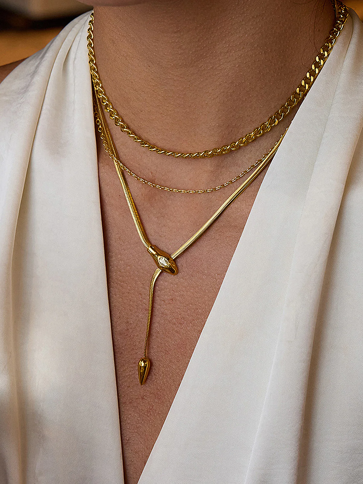 Snake Design Snake Chain Lariat Necklace