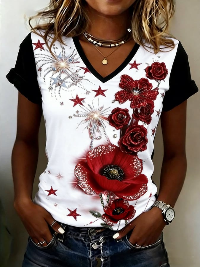 Women's Casual Memorial Day Print T-shirt