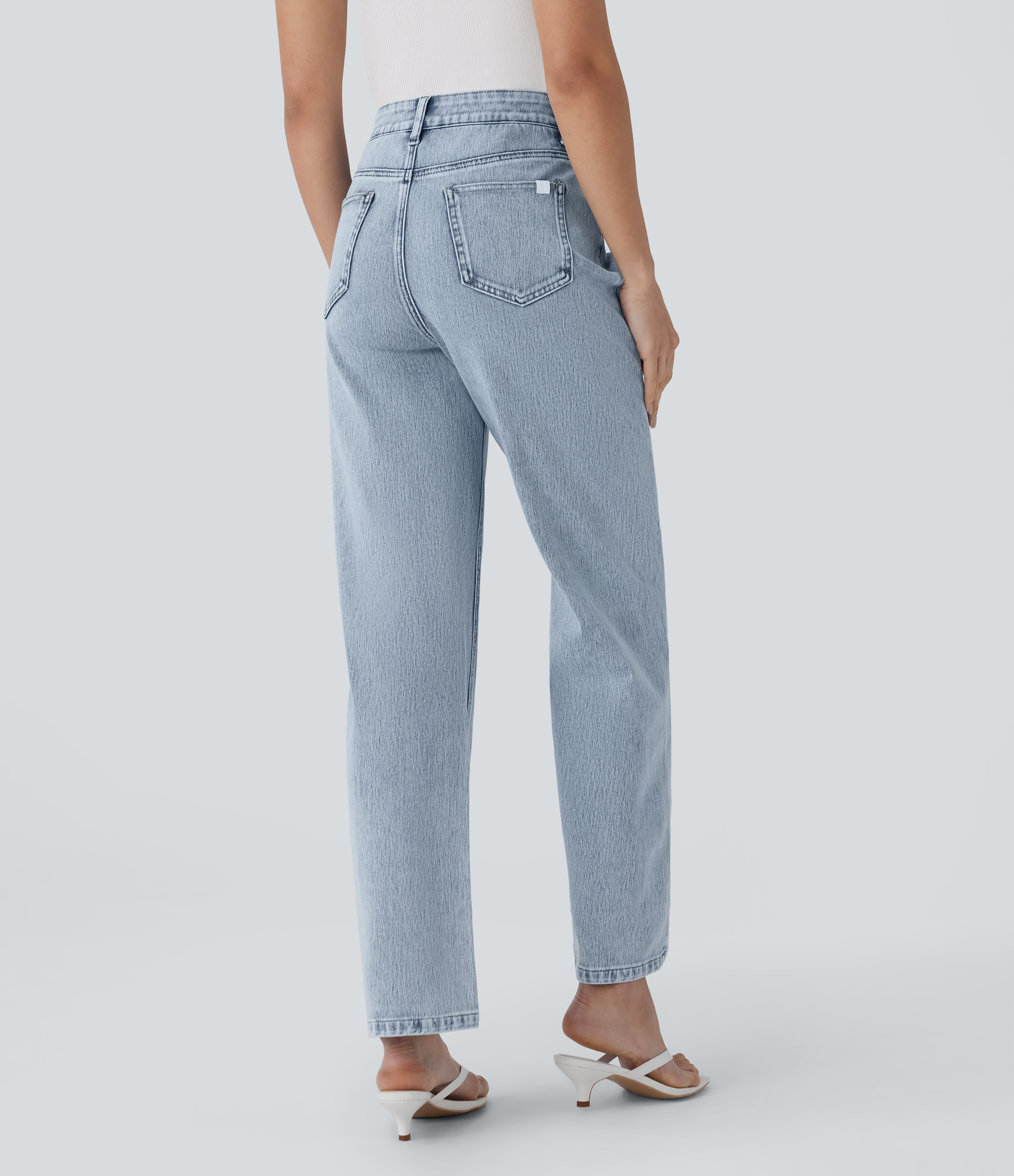 Halara Flex™ High Waisted Zipper Pockets Straight Leg Casual Jeans