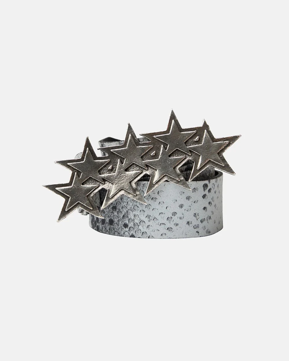 STARS LEATHER BELT BLACK SNAKE
