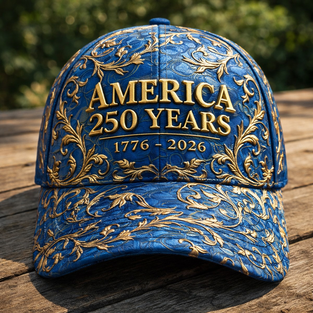 America 250 Years 1776–2026 Luxury Embroidered Commemorative Cap