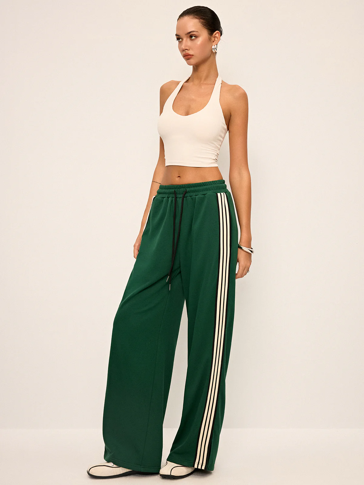 Side Stripe Wide-Leg Sweatpants