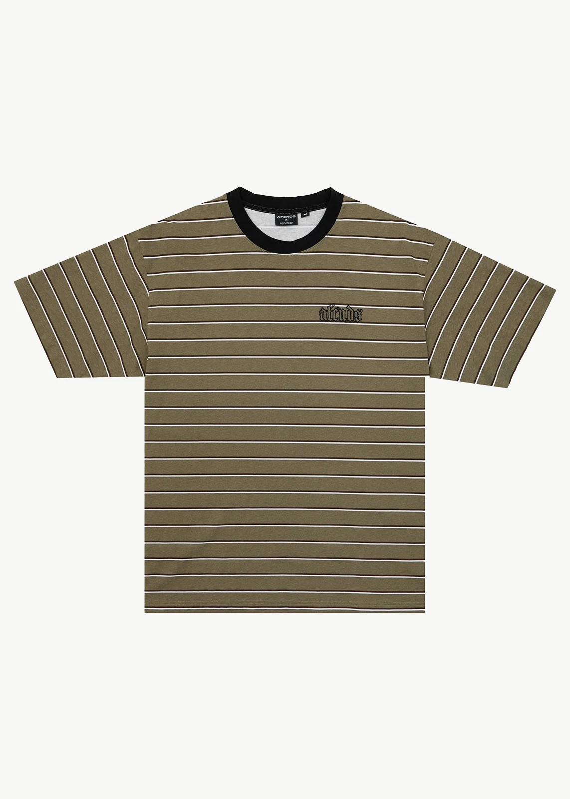 AFENDS Mens Altitude - Boxy Tee - Stone Stripe