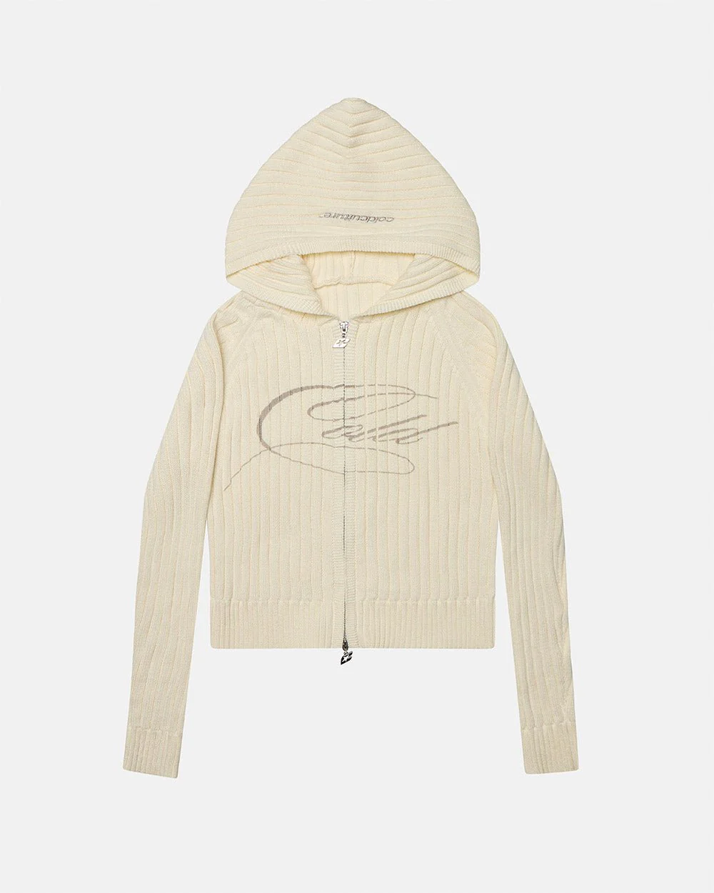 TRACK HOOD ZIP KNIT OFF-WHITE