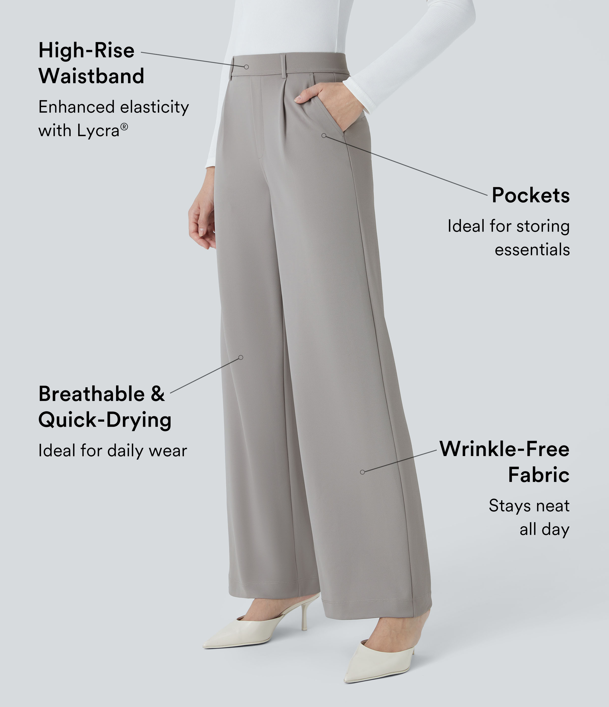 Halara Flex™ High Waisted Pocket Straight Leg Crepe Work Pants