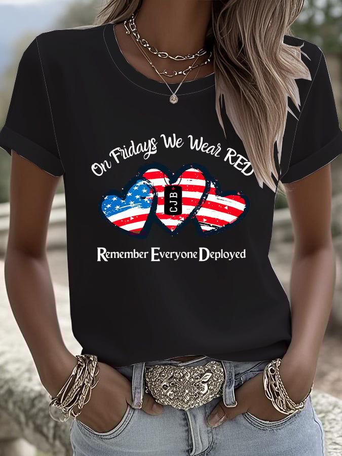 Women's On Fridays We Wear RED Print T-shirt