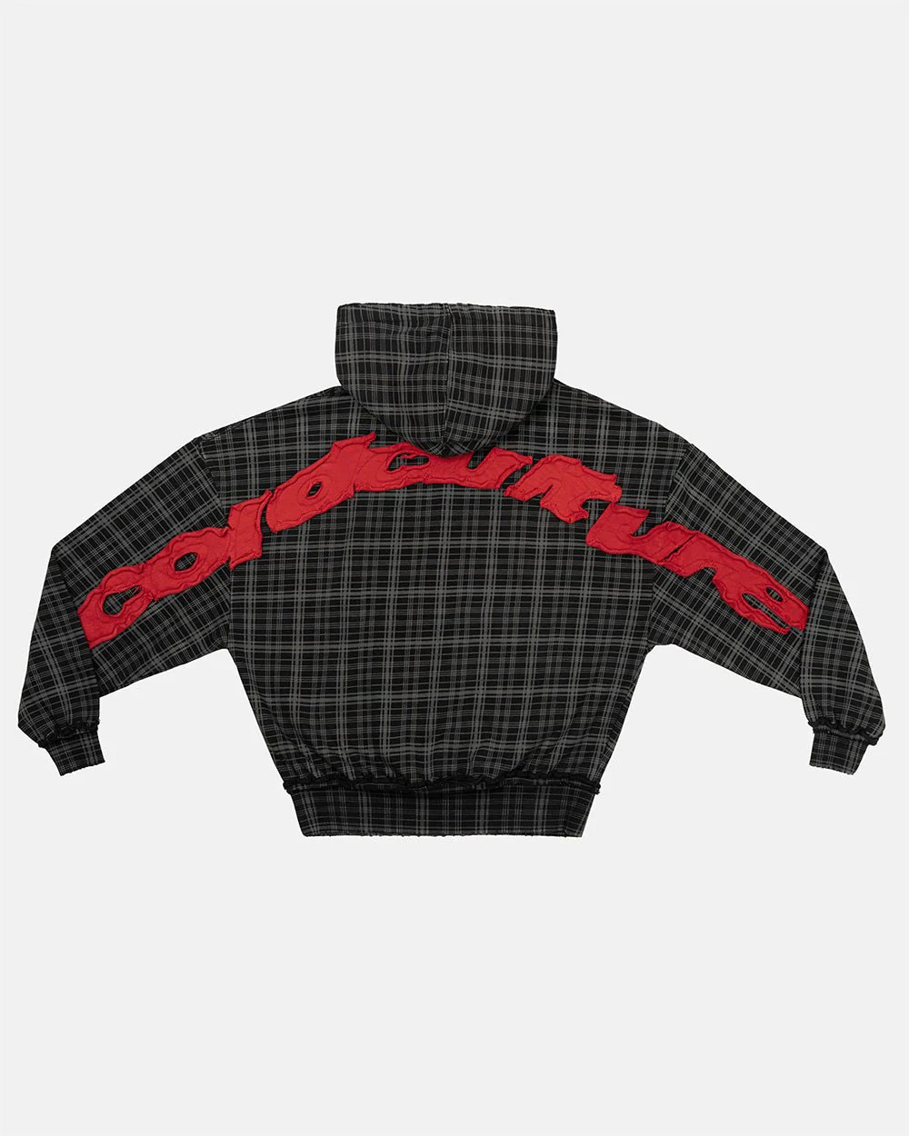 TARTAN HOODIE BLACK, GREY & RED